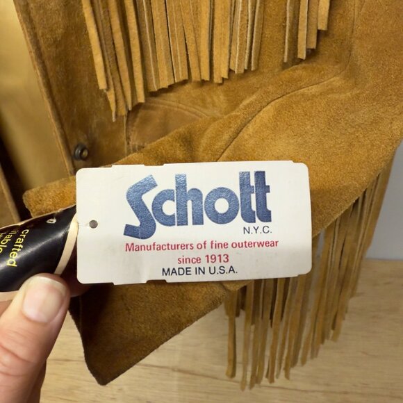 Schott NYC Western Suede Fringe Jacket Women's Sz 6 SML New w Tags Made In USA - Picture 13 of 16